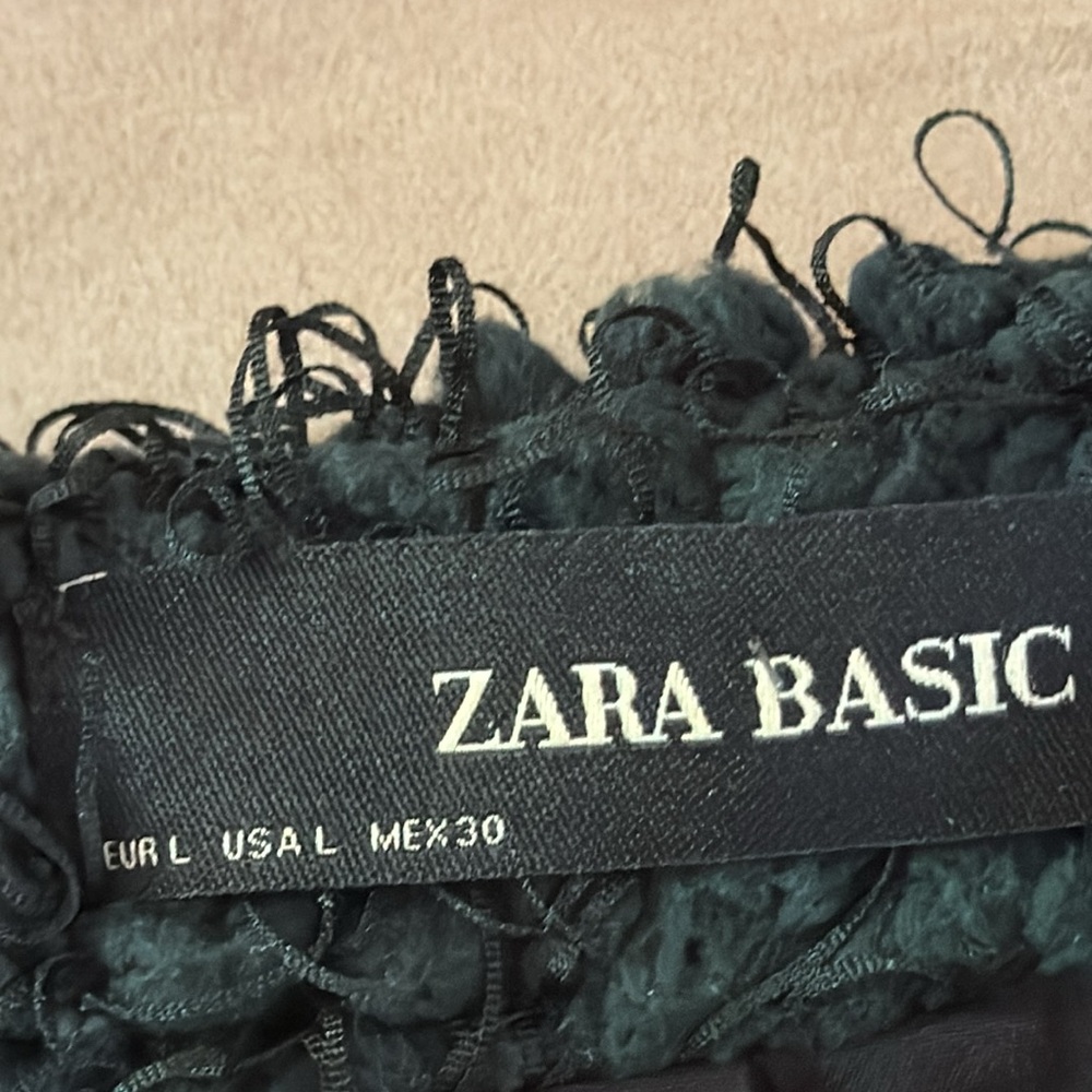 ZARA.  Teddy, Emerald Green Open Jacket. Warm and Cozy. Size Large. Fully lined. - Picture 8 of 14